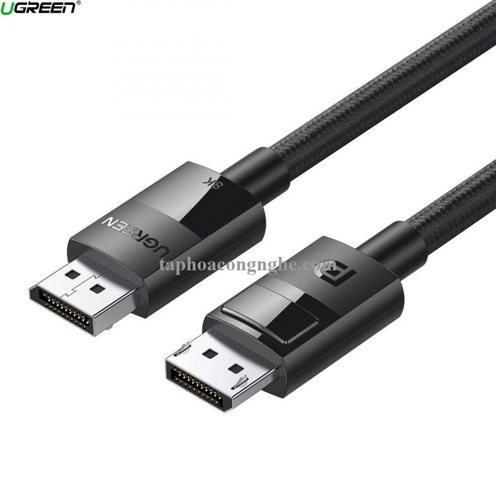 Ugreen 80393 3m 8K 1.4 màu đen cáp dp ra displayport hợp kim bọc lưới chống nhiễu DP114 30080393